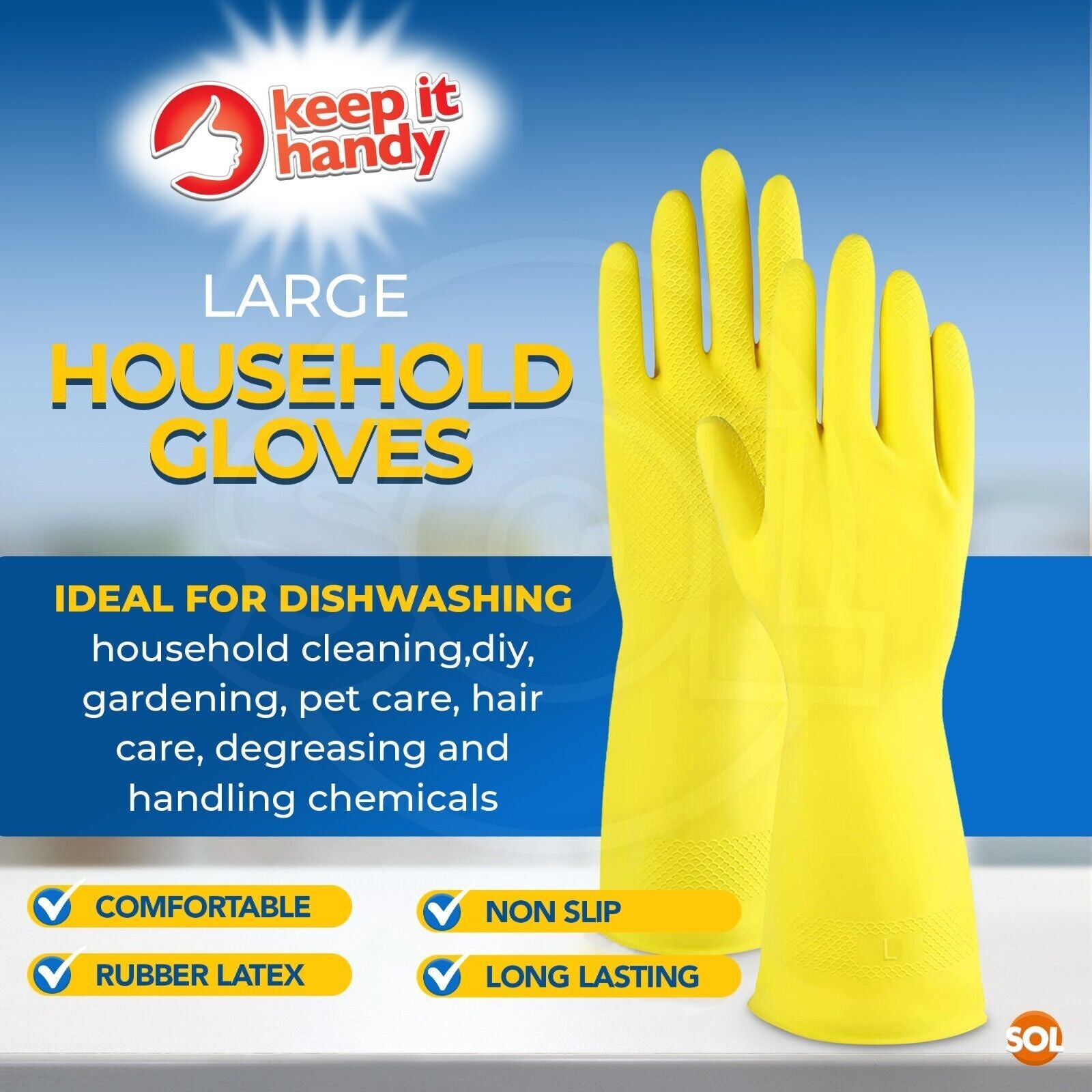 4-36 Pairs Rubber Gloves Large Long Sleeve Household Washing up Kitchen Cleaning