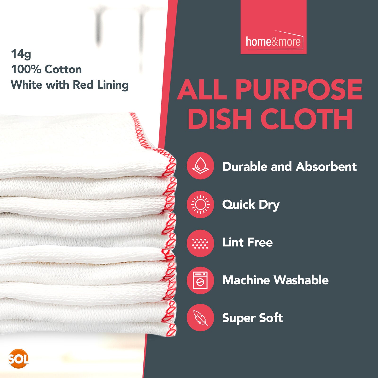 10Pk Dish Cloths White Cotton Dishcloth Kitchen Cleaning Drying Absorbent Towels