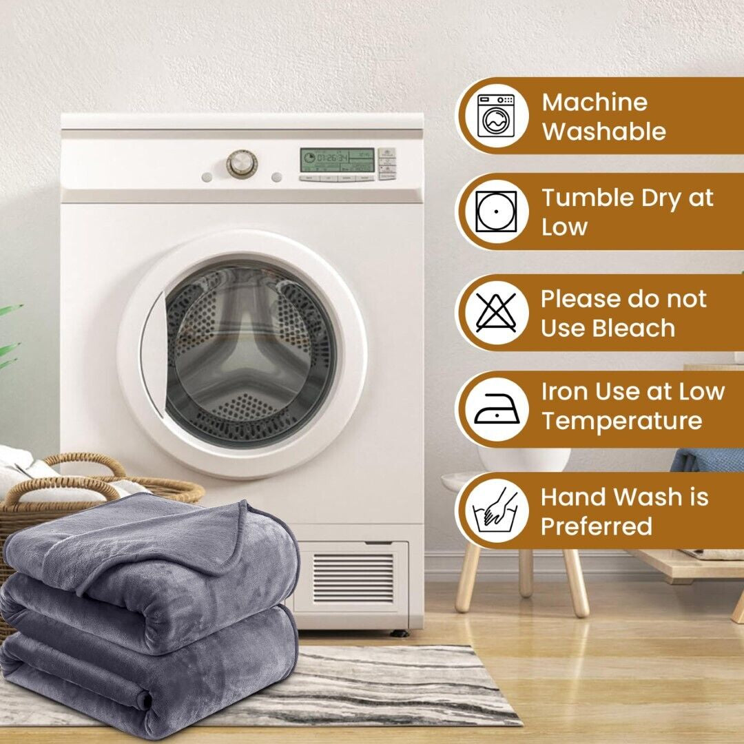 Large Fleece Blanket Throw Reversible Soft Warm Bed Sofa Blanket Double & King