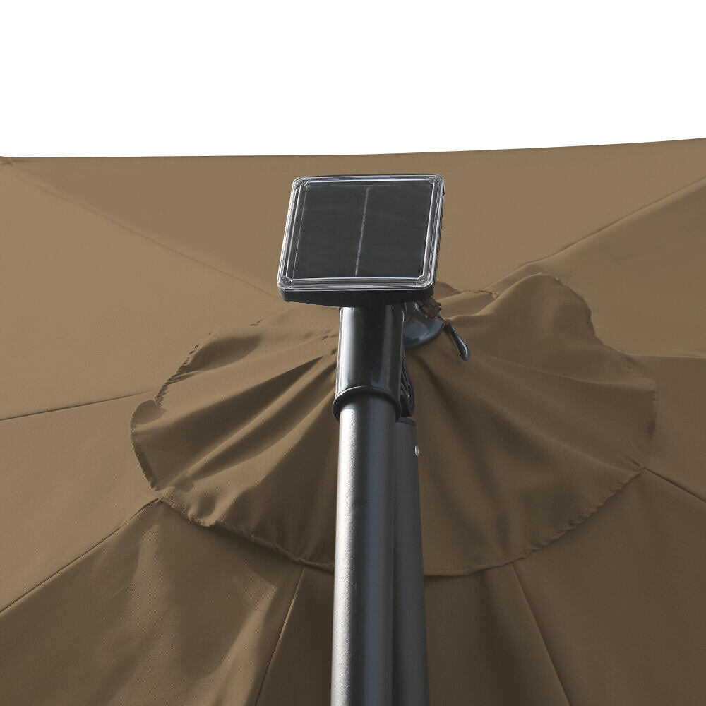 3M LED Powered Banana Parasol Outdoor Garden Hanging Cantilever Umbrella Crank