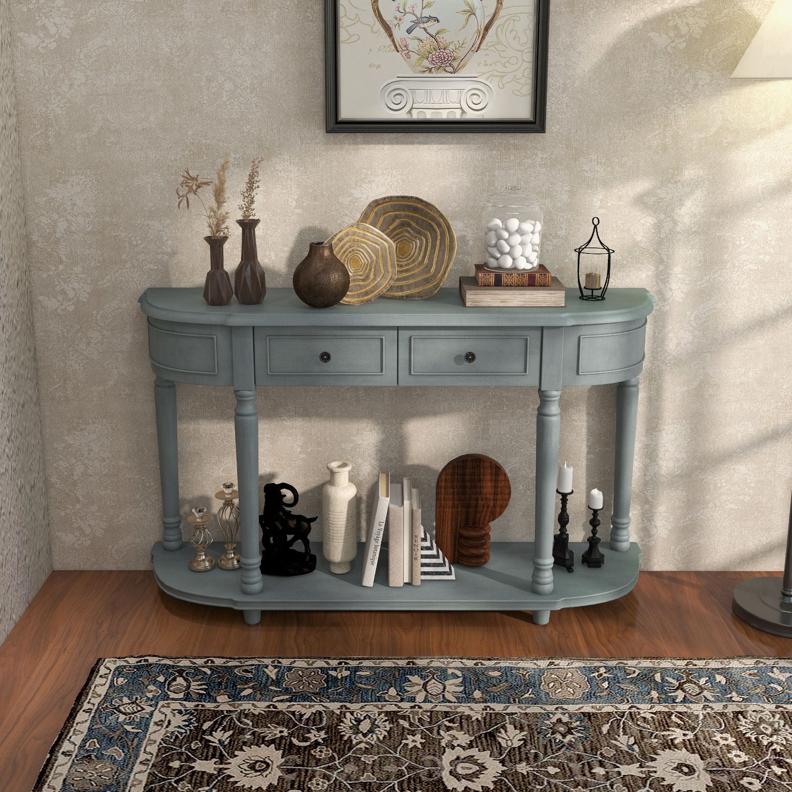 Retro Console Table with Storage for Living Room Hallway