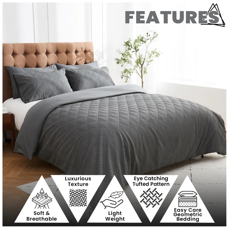 Polyester Geometric Duvet Cover with Pillowcases