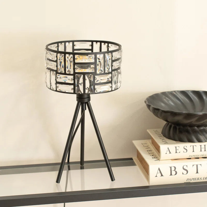 Akito Pair of Acrylic Jewel Two Tier Shade Black Tripod Table Lamps