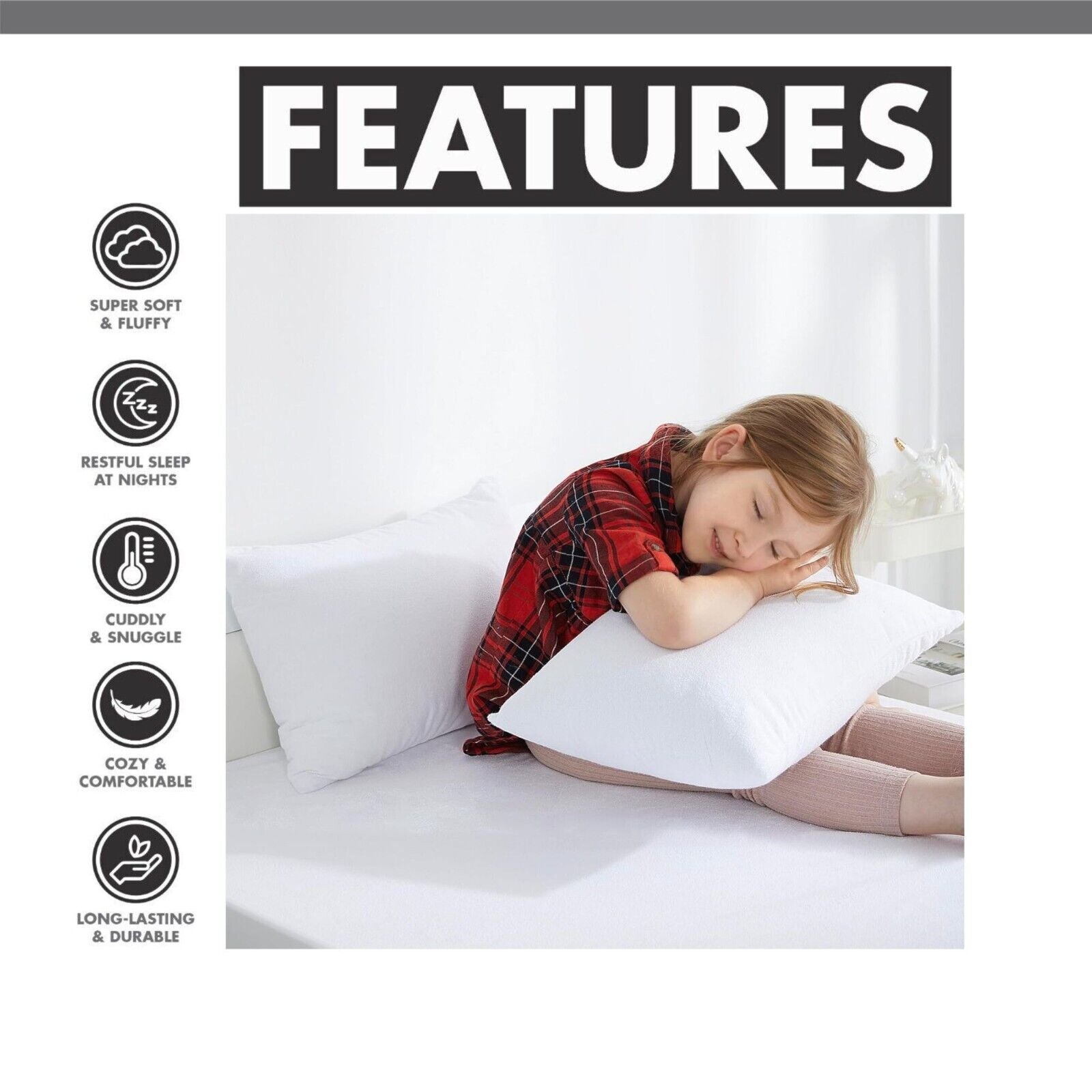 Pack of 4 Zipped WATERPROOF QUILTED Pillow Protectors Hypoallergenic Soft Covers