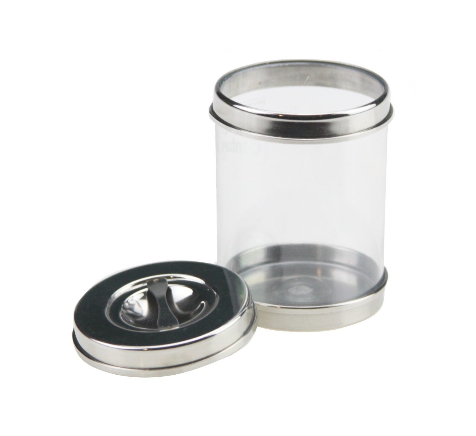 4PC Stainless Steel Clear Canister Set Silver Kitchen Jars Storage with Lid Tray