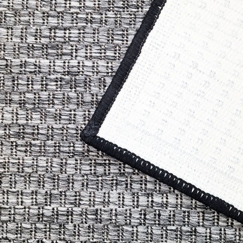 Non Slip Border Grey Rug Flat Weave Kitchen Living Room Carpet