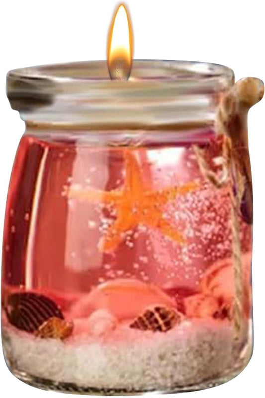 Aromatherapy Candle Set - Gel Scented Candles | Aromatherapy Glass Candles | Shell Gel Wax Candle | Starfish Wellhorn Gel Candle | Portable Scented Candles for Travel, Spa, Bath, Yoga