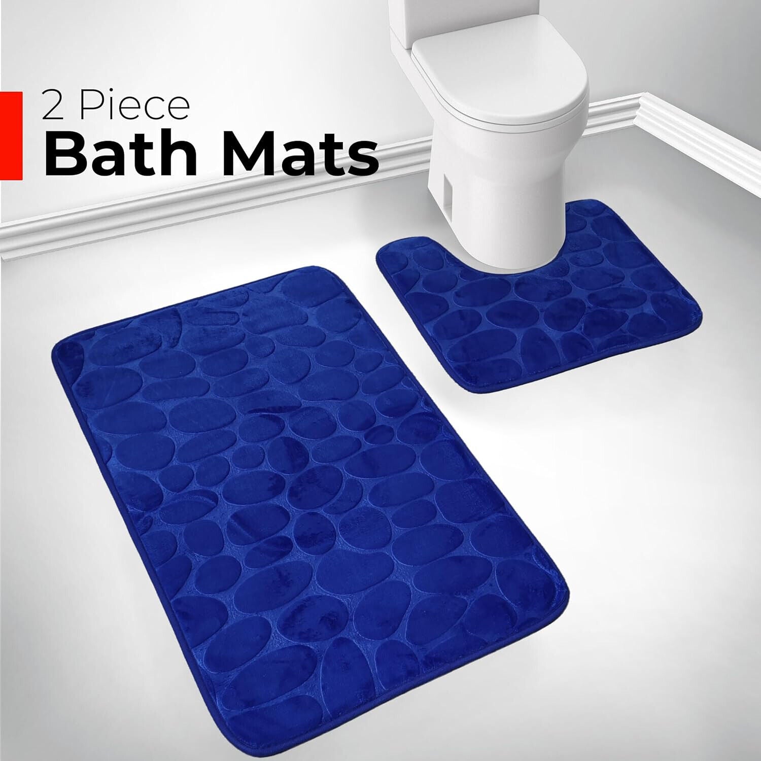 2 PCS Bathroom NON SLIP BATH MAT MEMORY FOAM ULTRA SOFT TOILET BATHROOM RUGS