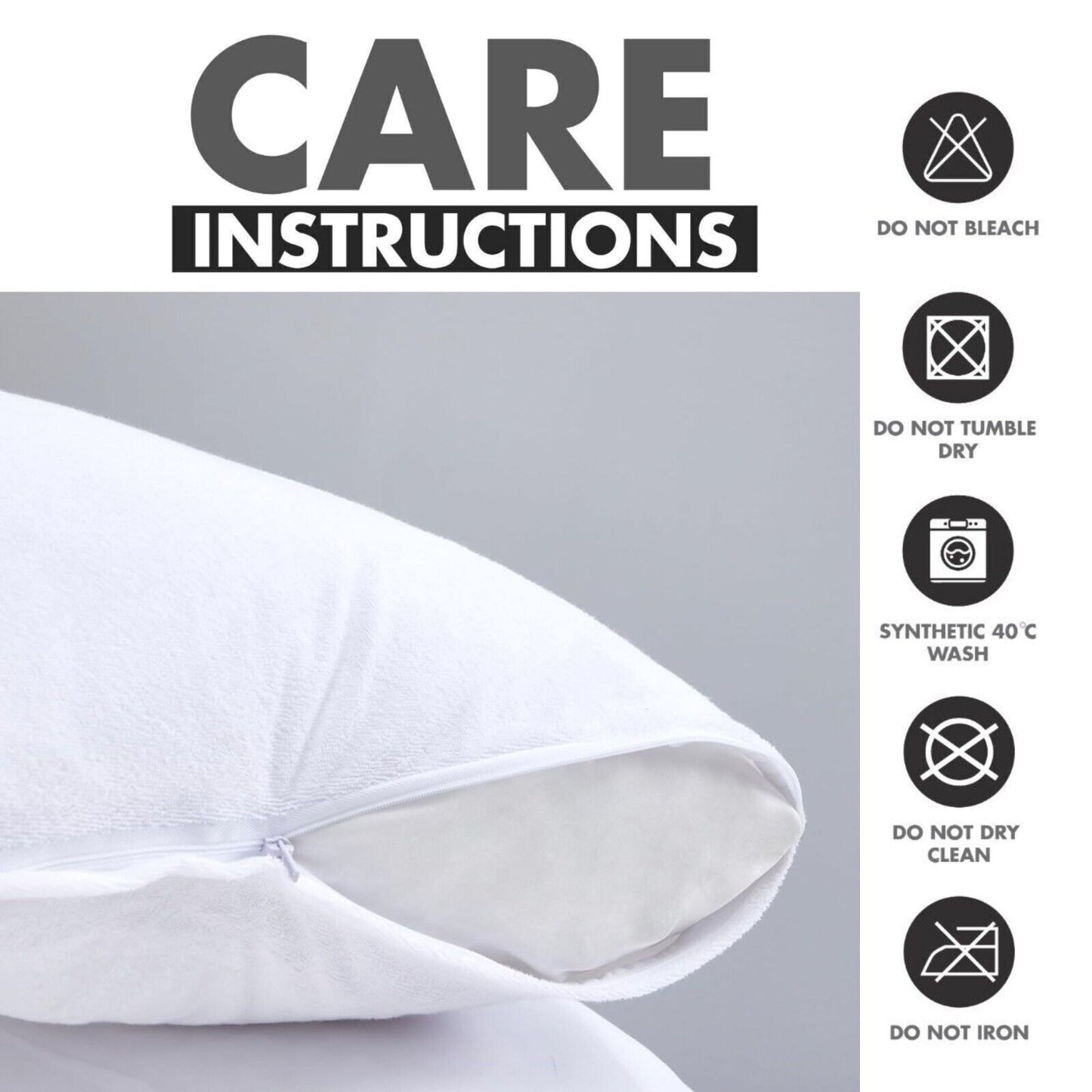 Pack of 4 Zipped WATERPROOF QUILTED Pillow Protectors Hypoallergenic Soft Covers