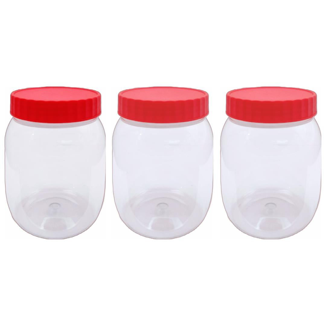 3 PLASTIC STORAGE Containers with Screw Top Lids Food Canisters JARS Large 500ML