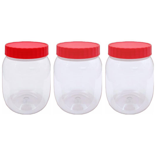 3 PLASTIC STORAGE Containers with Screw Top Lids Food Canisters JARS Large 500ML