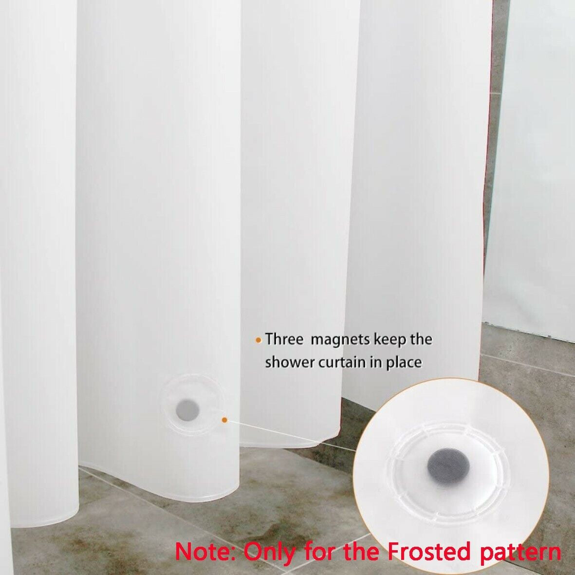 3D Design Modern PEVA Shower Curtain Bathroom Waterproof with Hooks 180Cmx180Cm