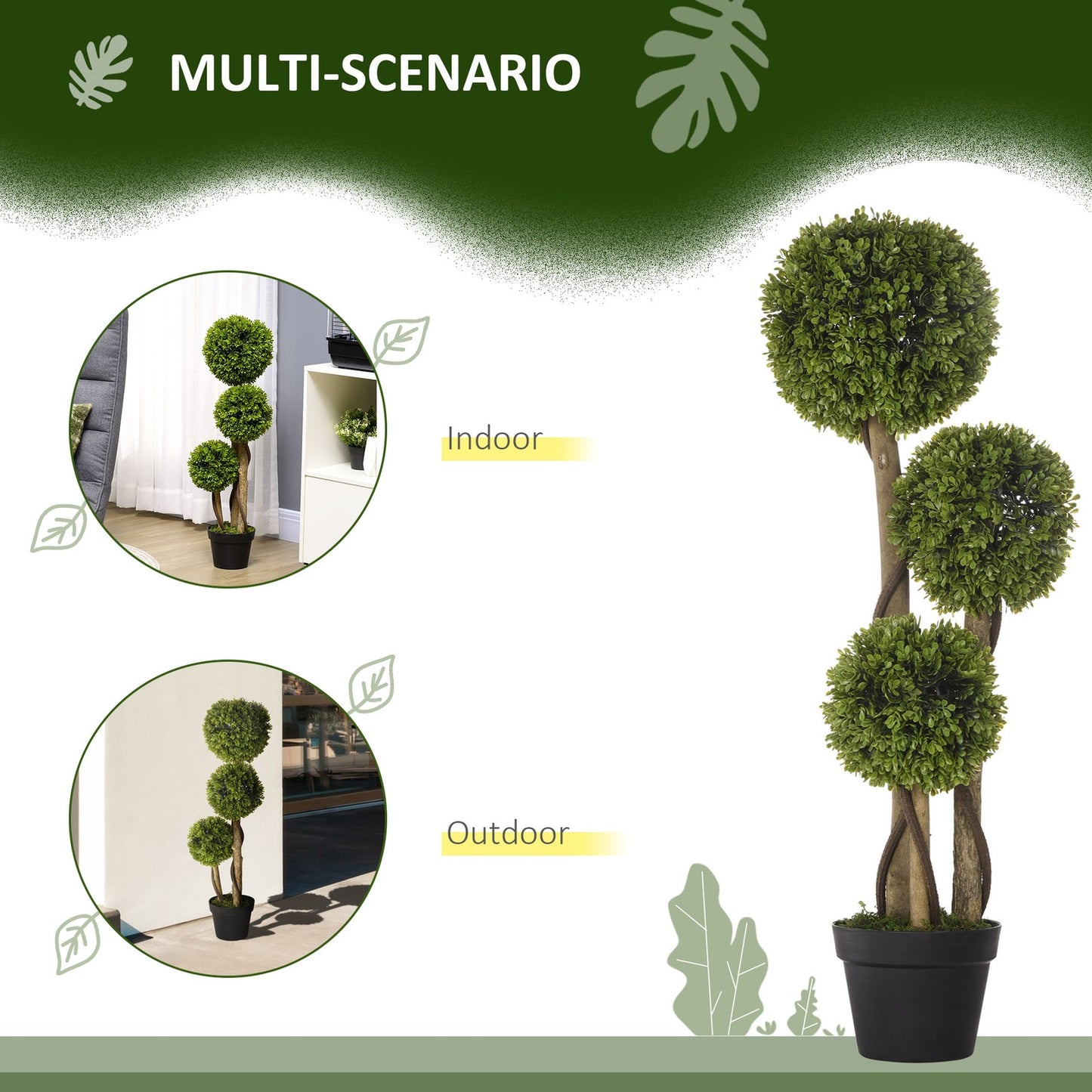 Artificial Plants, 90Cm Boxwood Ball Topiary Trees for Indoor Outdoor Decor