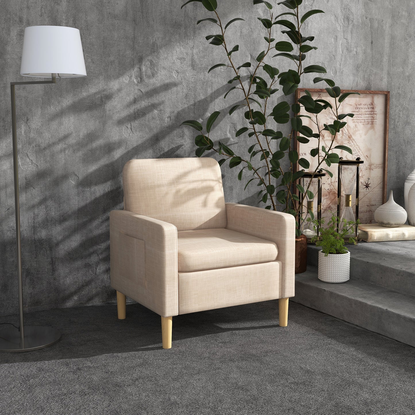 Modern Armchair Fireside Chair Upholstered Accent Chair for Living Room