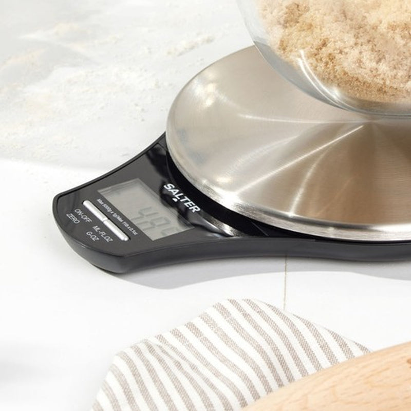 Salter Stainless Steel Electronic Digital Kitchen Scale, Measures Liquids & Food