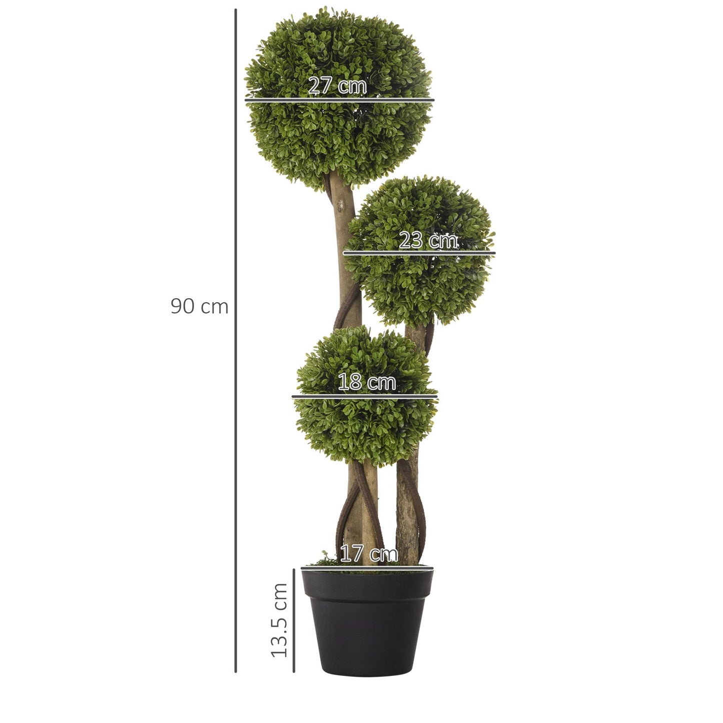 Artificial Plants, 90Cm Boxwood Ball Topiary Trees for Indoor Outdoor Decor