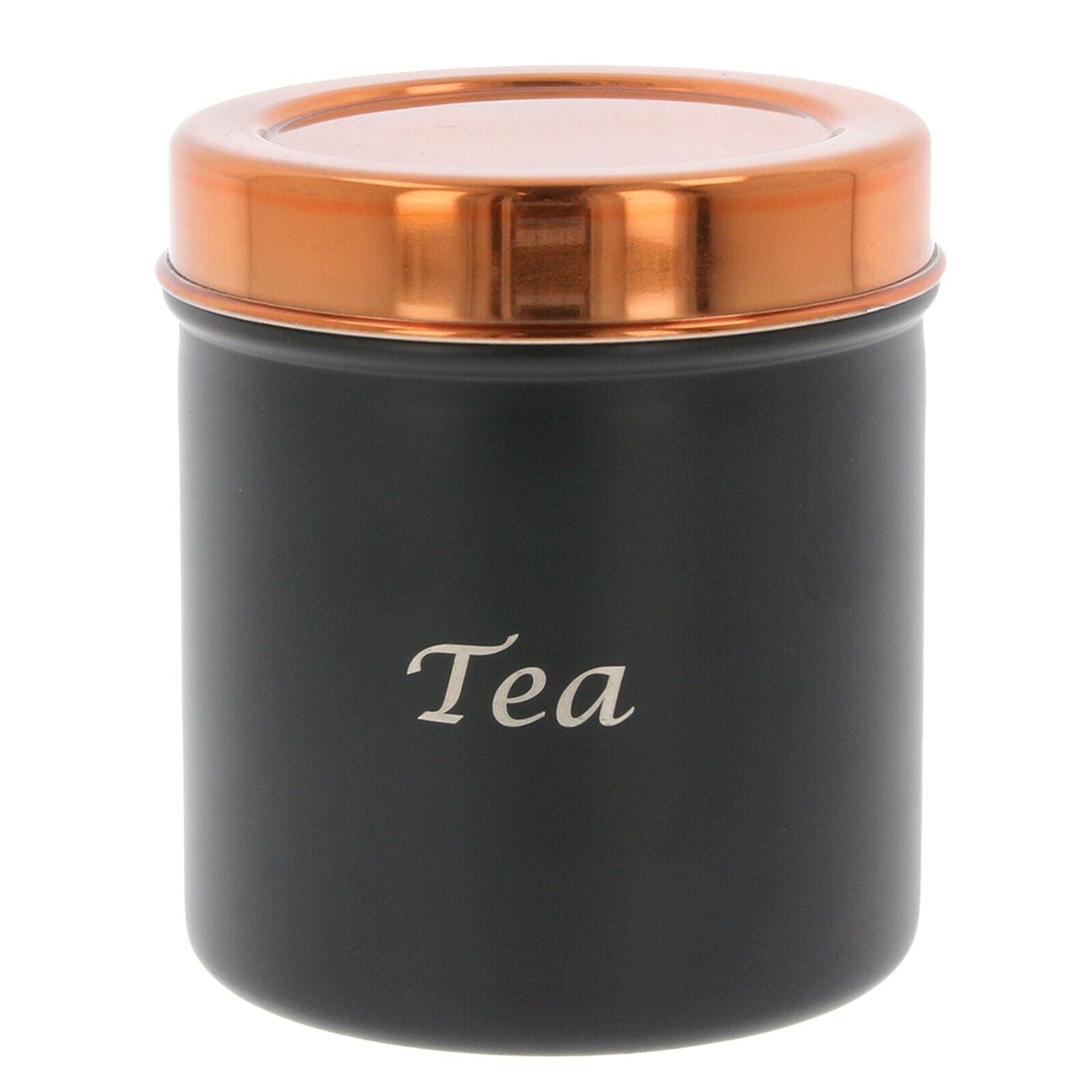 Tea Coffee Sugar Canisters Black Copper Set of 3 Kitchen Storage Jars Pots Metal
