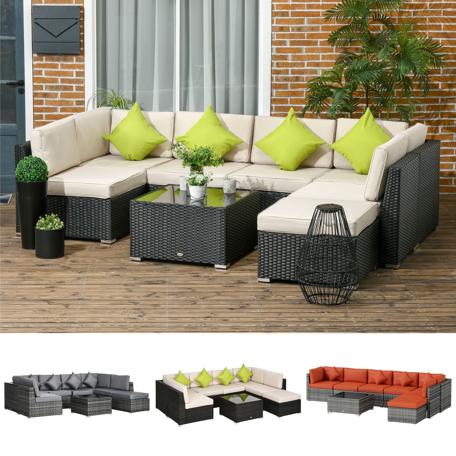 Rattan Outdoor Garden Furniture Patio Corner Sofa Set with Cushions