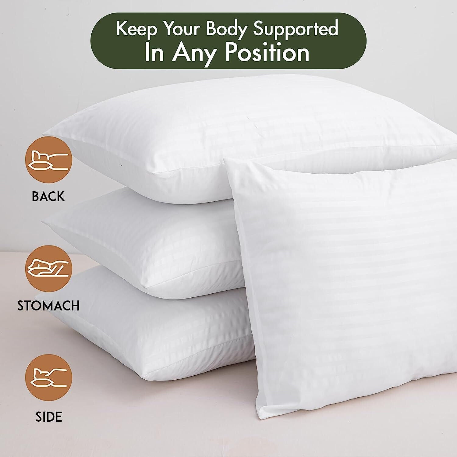 Extra Filled Pillows 2 Pack Hotel Quality Firm Deluxe Egyptian Stripe Pillows