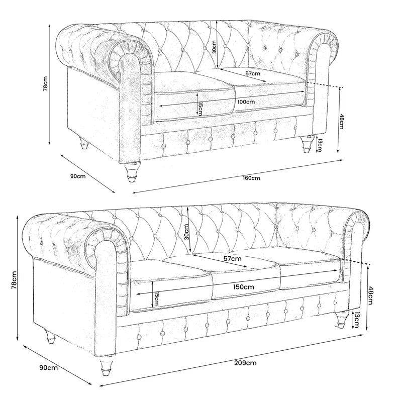 Katherin 2 - Piece Velvet Living Room Set