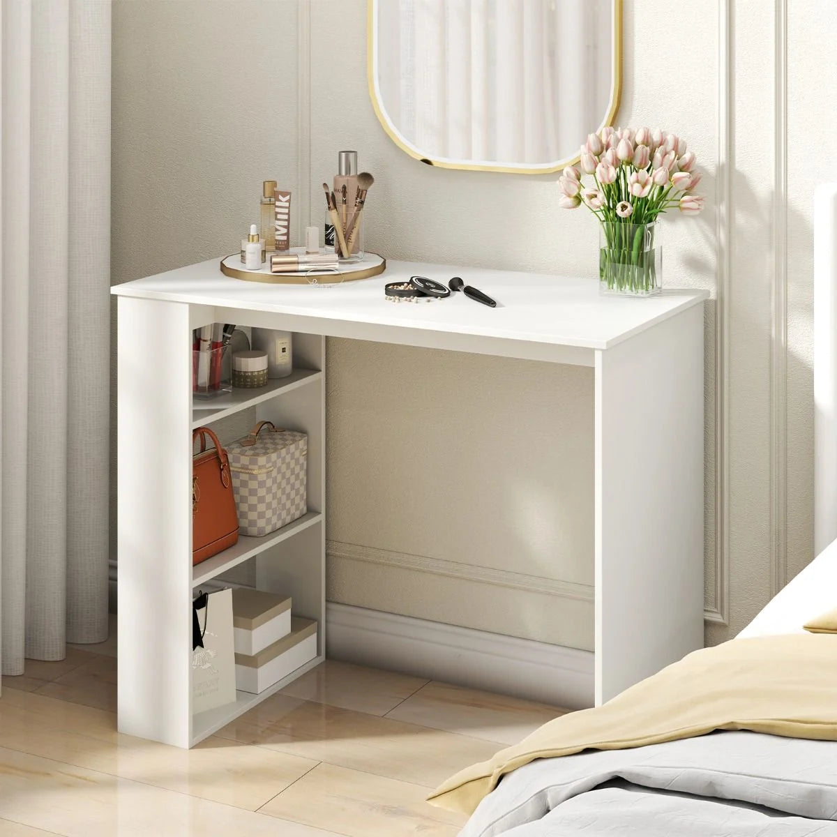 Computer Desk with Bookshelf for Study Living Room