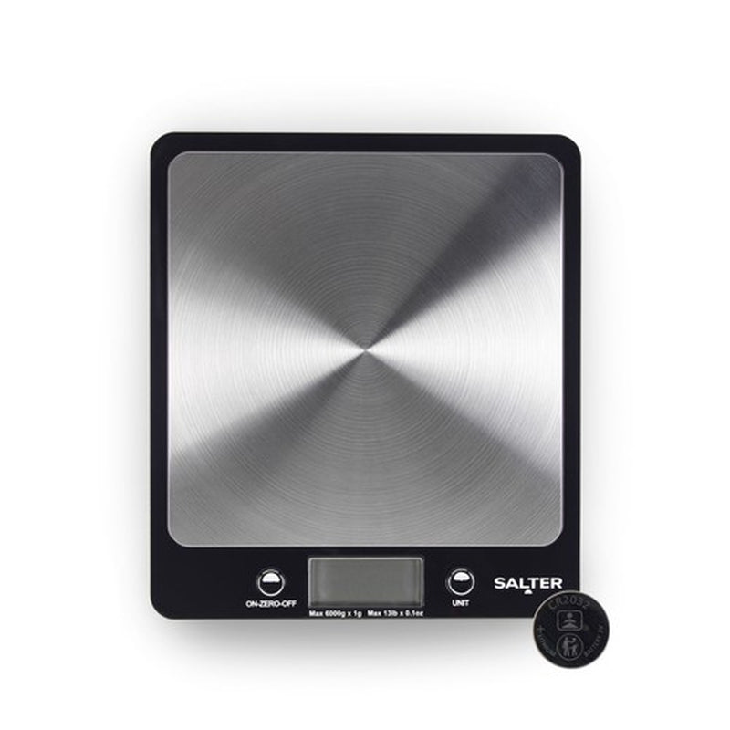 Salter Kitchen Scale Digital Stainless Steel Platform Cooking Scale Black Evo
