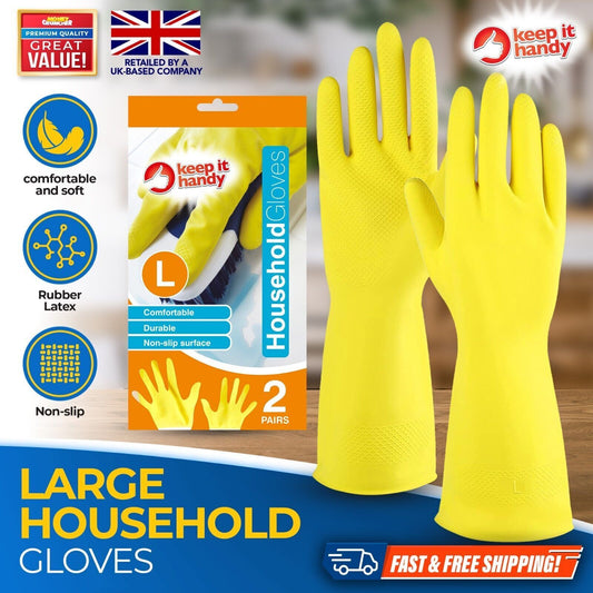 4-36 Pairs Rubber Gloves Large Long Sleeve Household Washing up Kitchen Cleaning