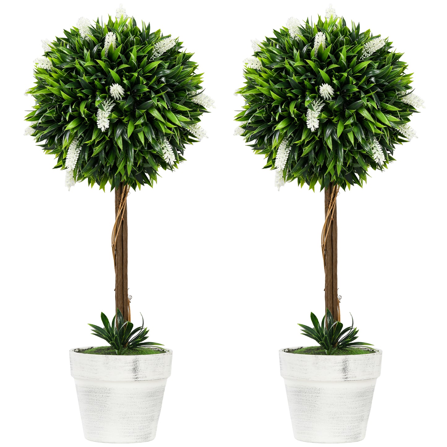 Set of 2 Decorative Artificial Plants Ball Trees with Flower