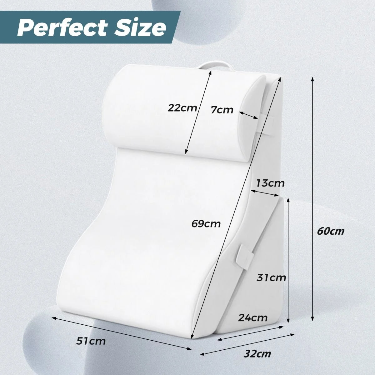 3 PCS Bed Wedge Pillow Set with Machine-Washable Cover for Snoring