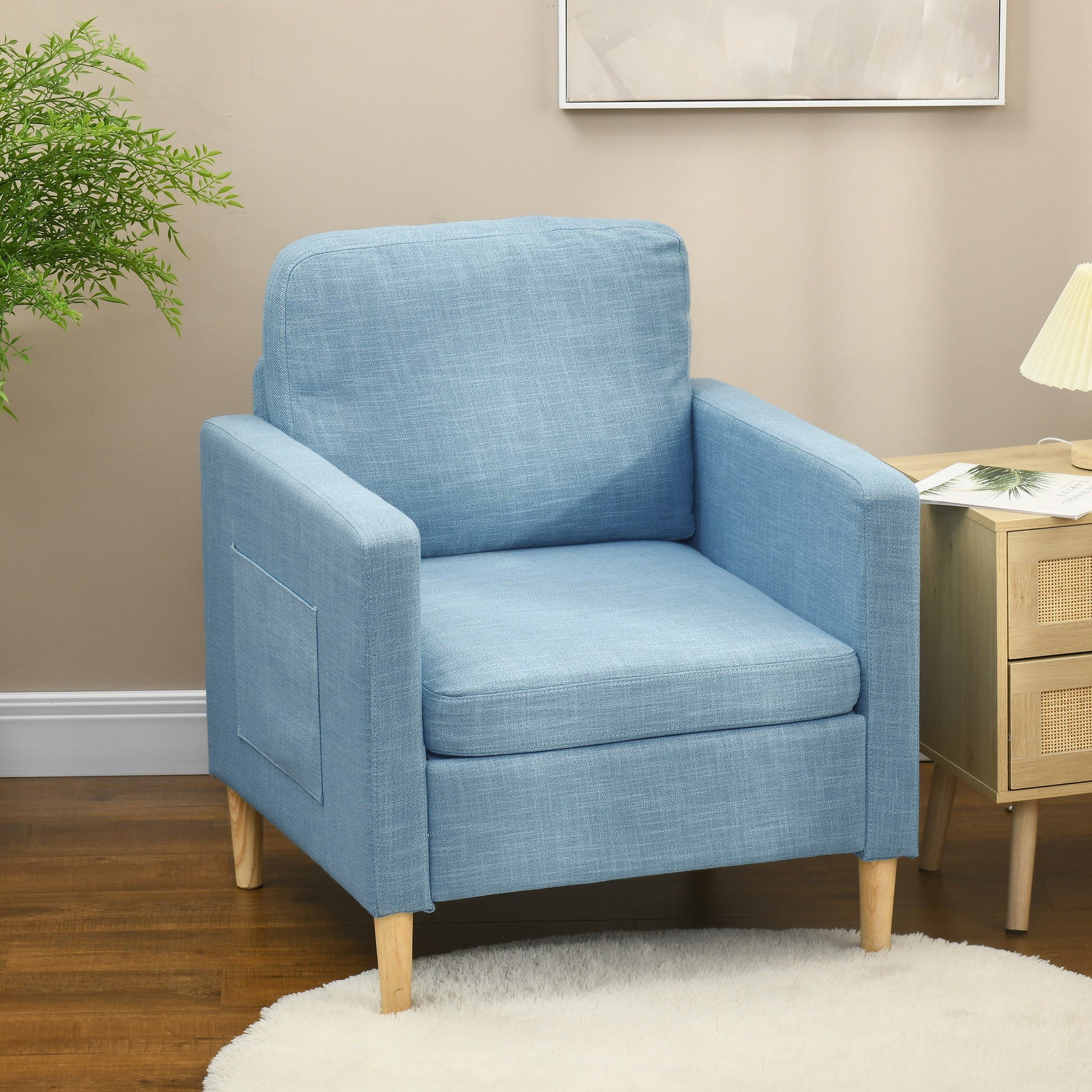 Modern Armchair Fireside Chair Upholstered Accent Chair for Living Room