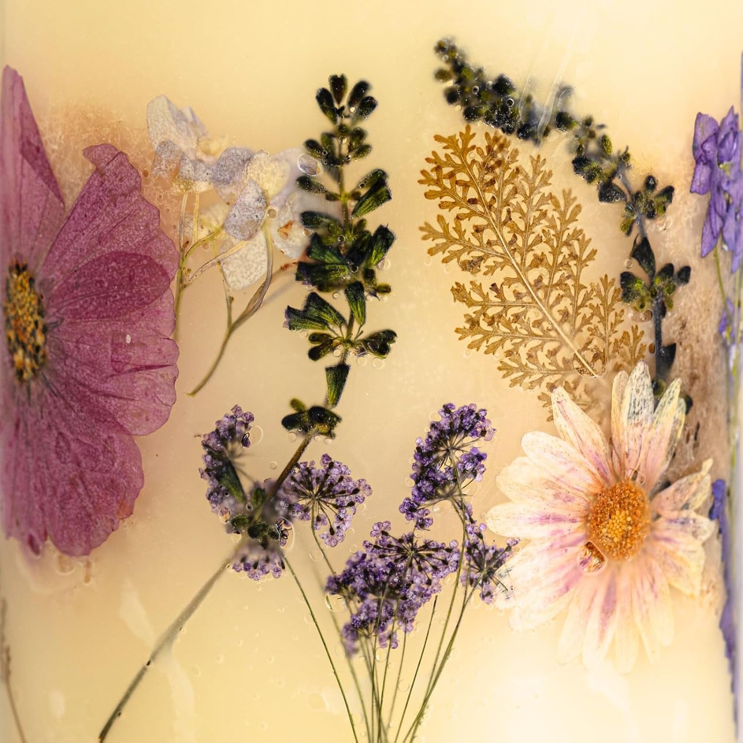 round Botanical Candle Roman Lavender - Aromatherapy Candles, Long Lasting Candles, Botanical Candles, Home Decor 6.5" 200 Hour Burn Time