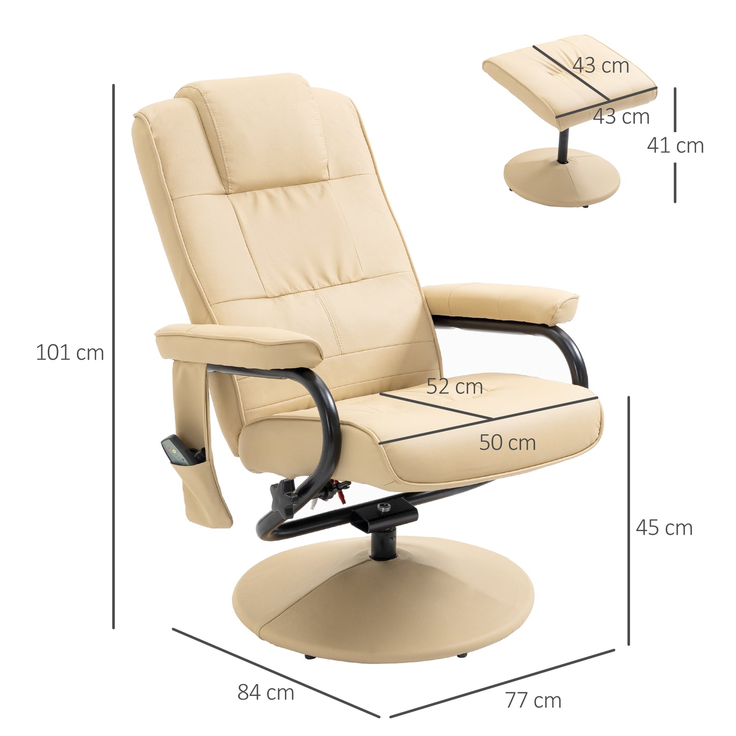 Freestanding Living Room Chair with High Density Cushion and Footrest Beige