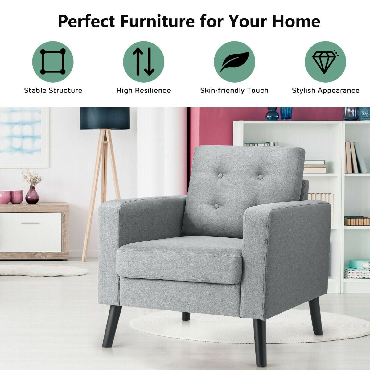 Modern Upholstered Accent Sofa Chair for Living Room