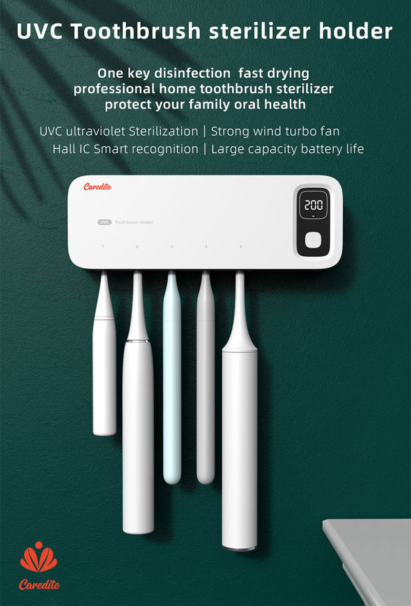 Caredite 2023 Toothbrush Sterilizer Holder with New Multi Colors, Fast Drying Professional Home Toothbrush Sterilizer Protect Your Family Oral Health Bathroom Wall-Mounted Adjustable