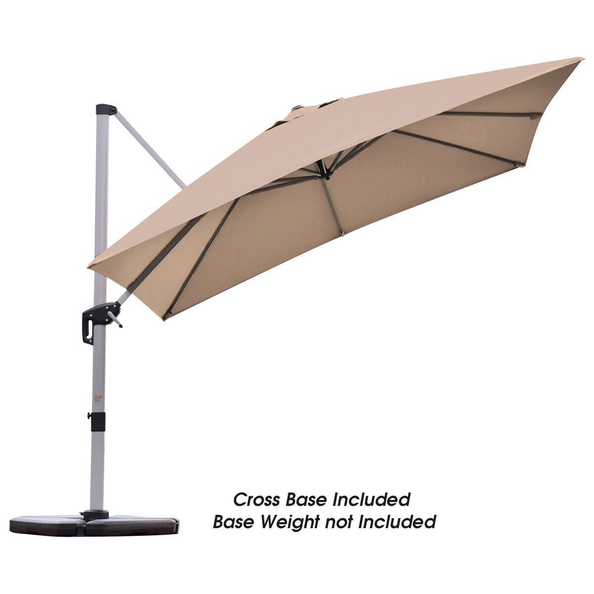 3M Cantilever Garden Parasol with Tilted Design and 360° Rotation