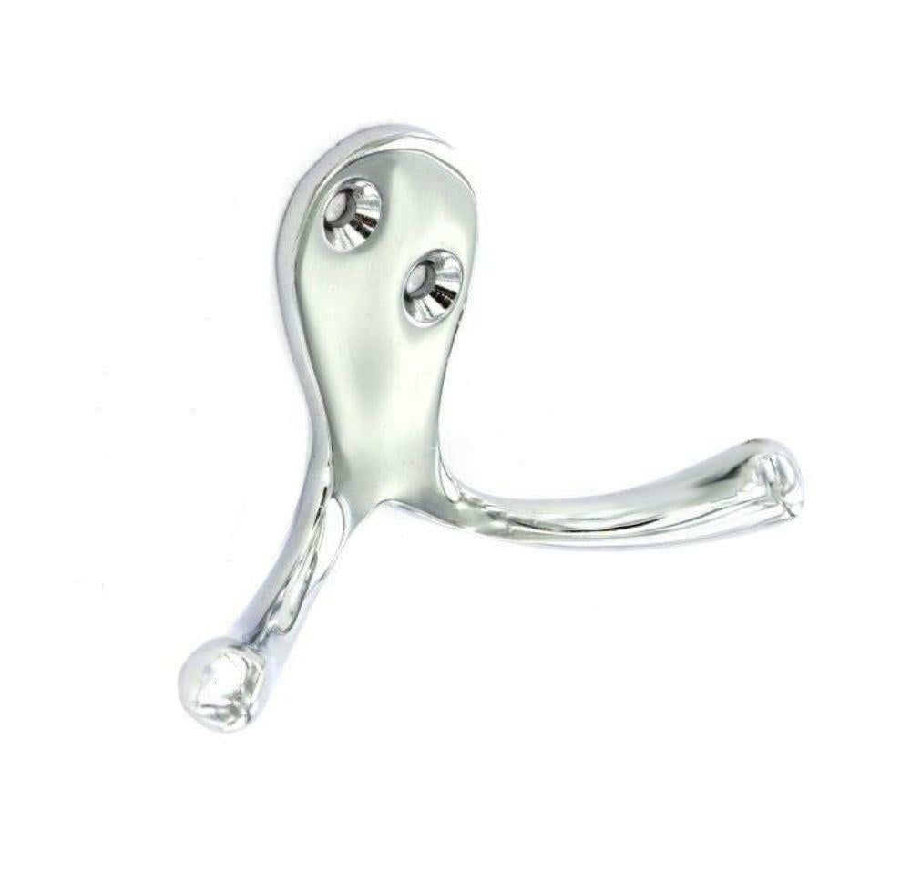 Securit S2982 Double Robe Hook Chrome Plated 75Mm Silver Colour with Fittings