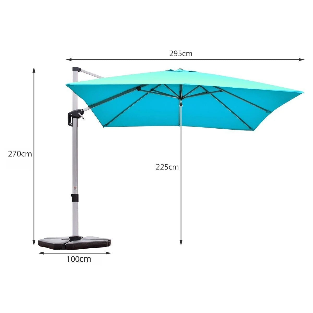3M Cantilever Garden Parasol with Tilted Design and 360° Rotation
