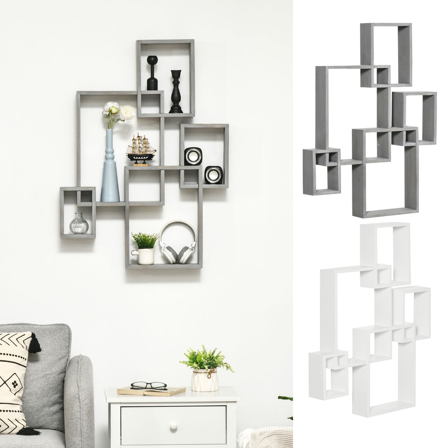 Wall Mounted Interlocking Cube Shelves, Display Wall Shelf for Living Room