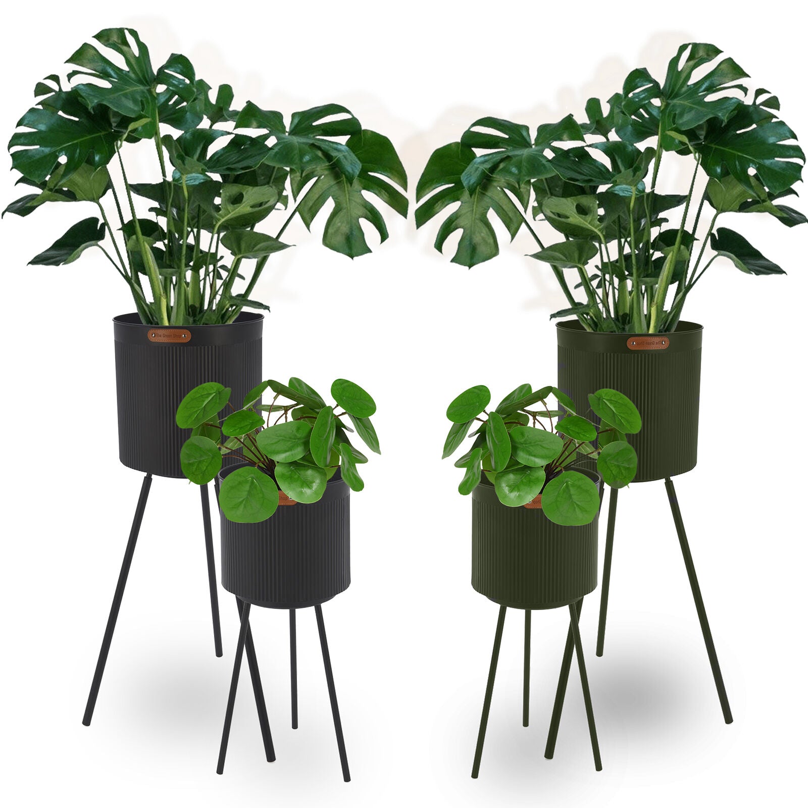 Outdoor Garden Patio Décor Metal Flower Pot Set Planter Raised on Legs