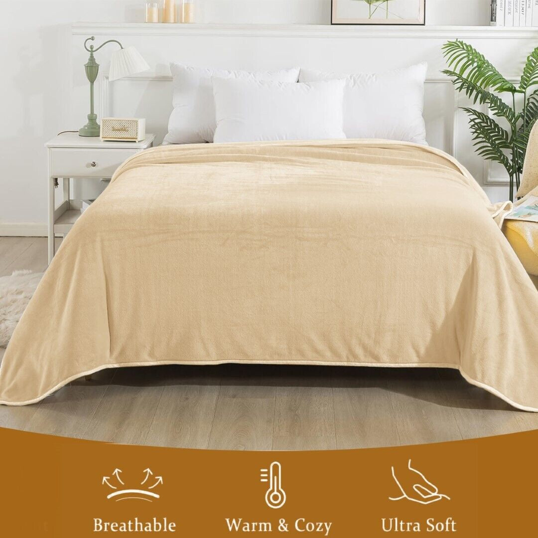 Large Fleece Blanket Throw Reversible Soft Warm Bed Sofa Blanket Double & King