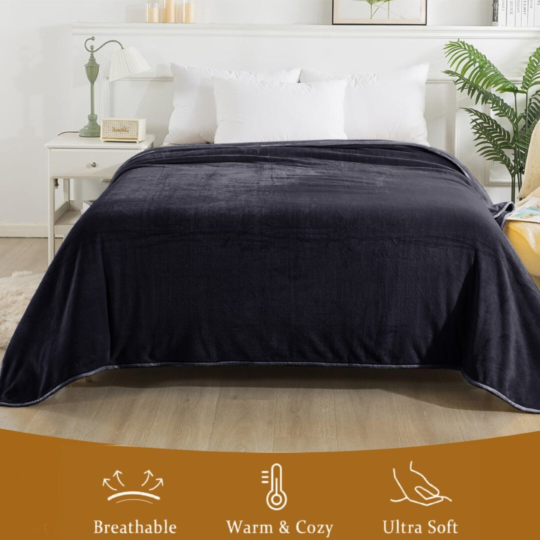 Large Fleece Blanket Throw Reversible Soft Warm Bed Sofa Blanket Double & King