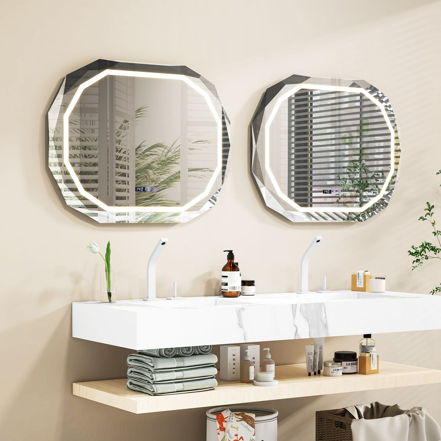 Anti-Fog Mirror LED Bathroom Mirror with 3 Color LED Light