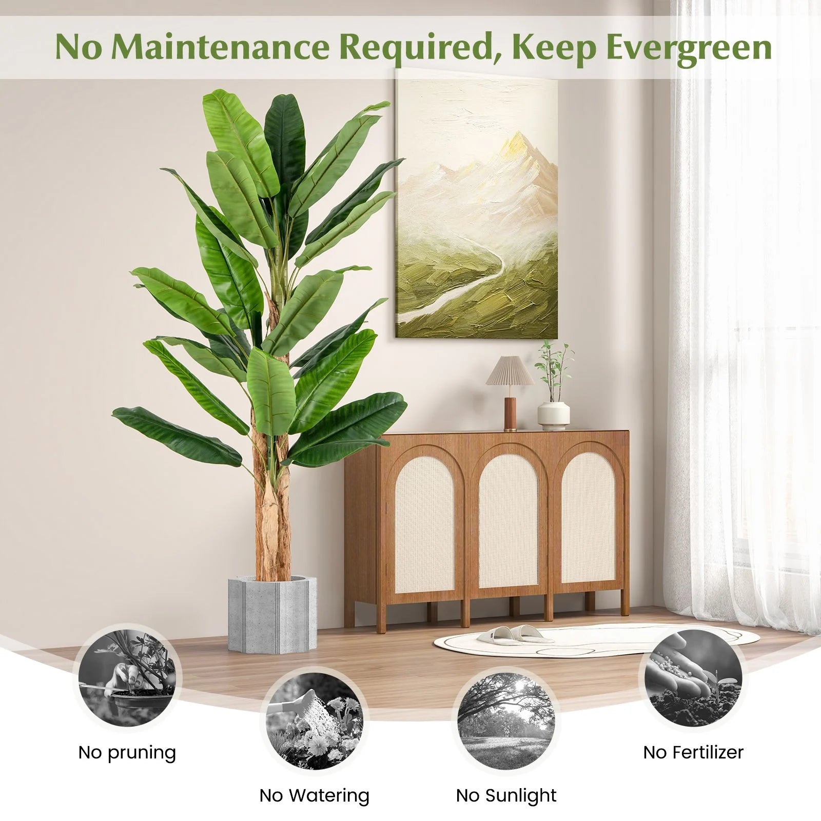 195Cm Tall Artificial Banana Tree with 27 Large Leaves