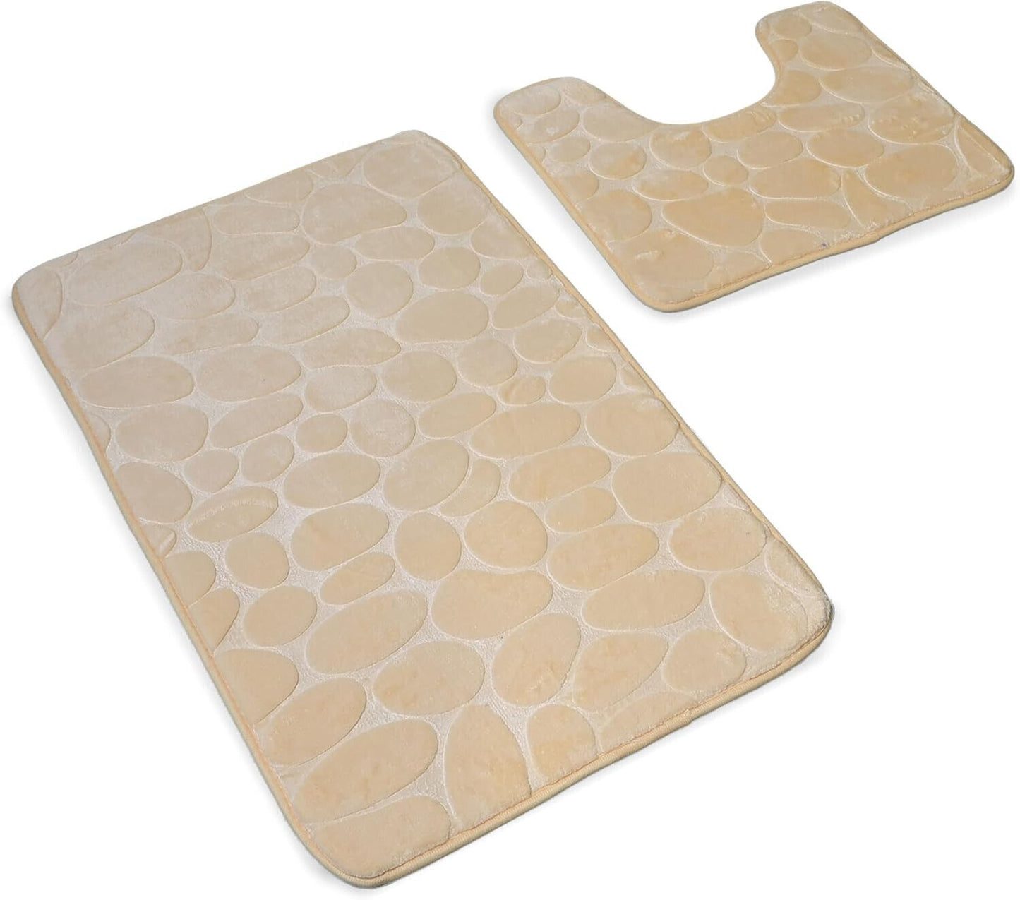 2 PCS Bathroom NON SLIP BATH MAT MEMORY FOAM ULTRA SOFT TOILET BATHROOM RUGS