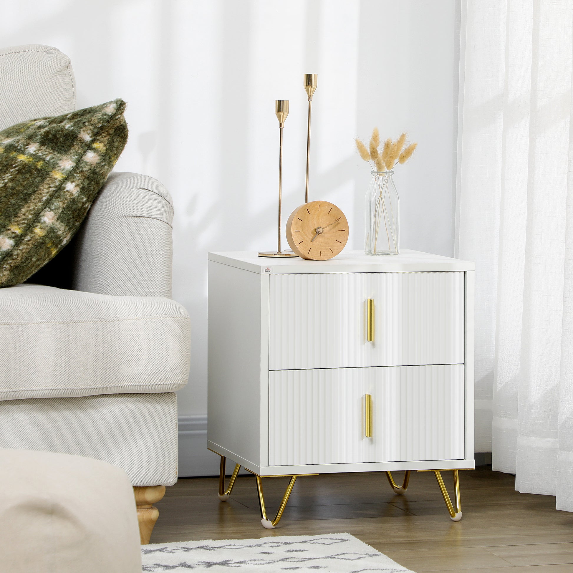 Small Chest of Drawers, Dresser with Handles Living Room White