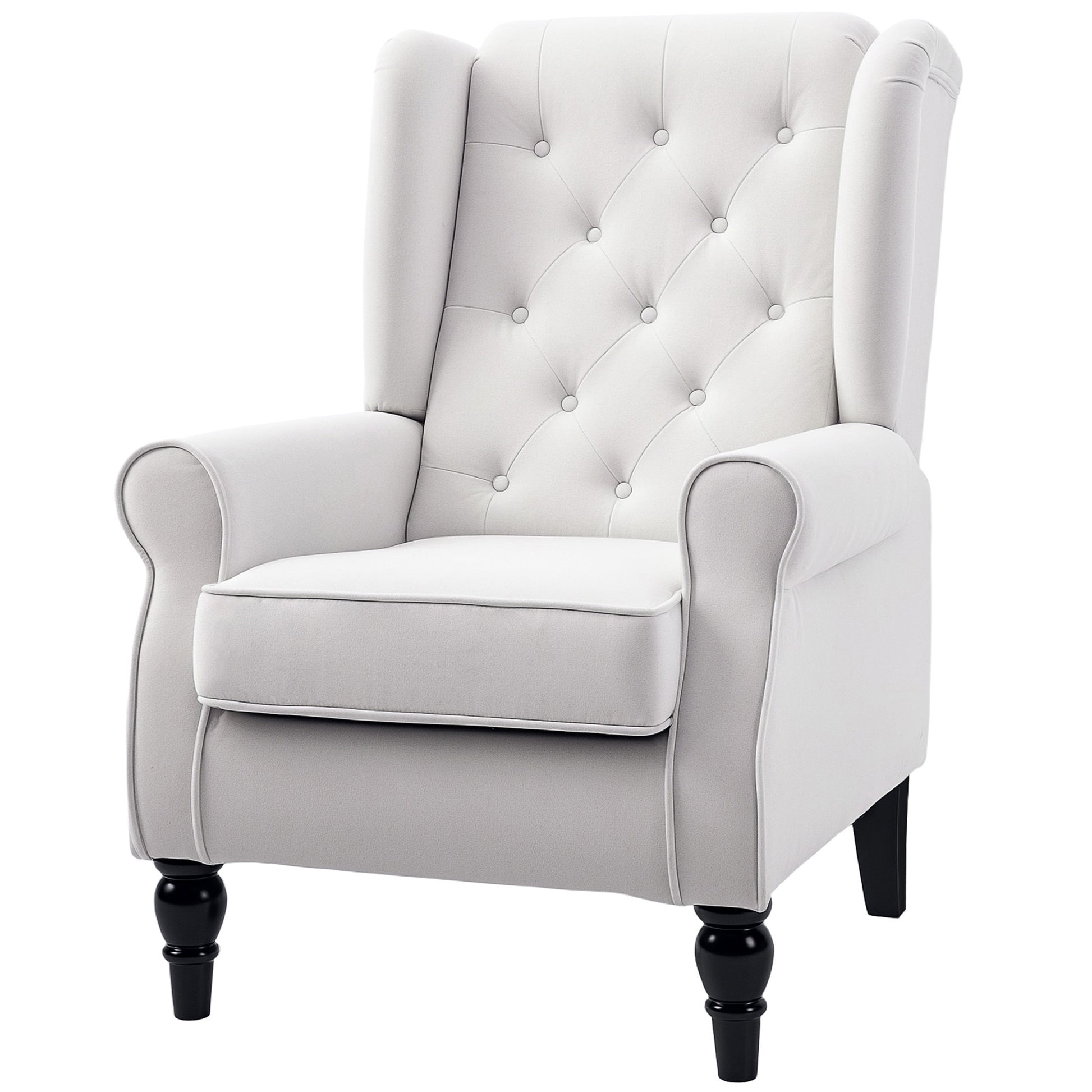 Retro Accent Chair Wingback Armchair with Wood Frame for Living Room