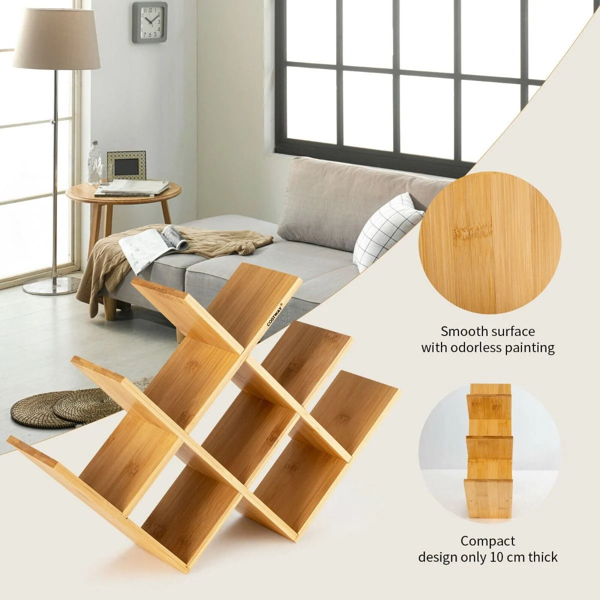 8-Bottle Bamboo Wine Rack with Odorless Painting for Home and Bar