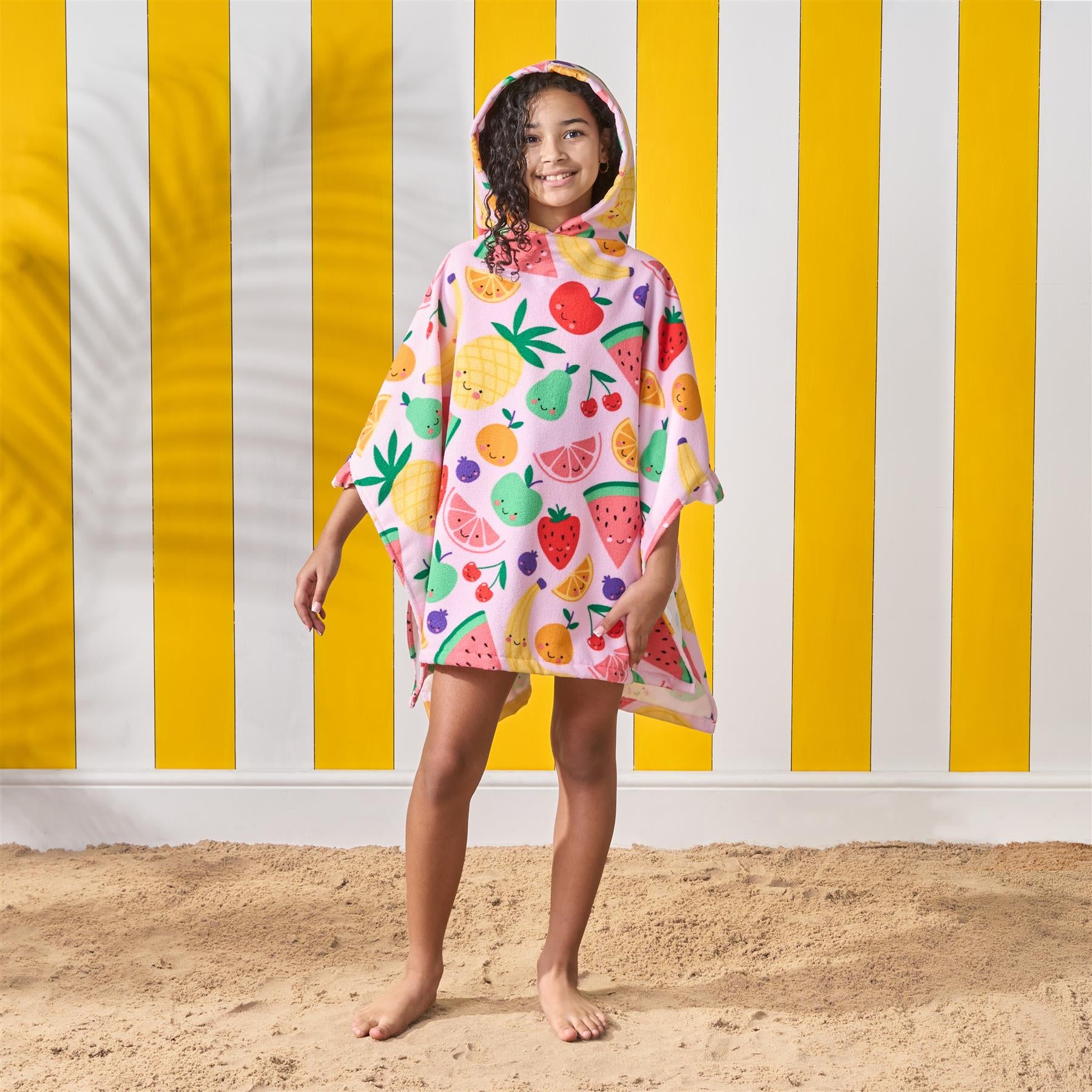 Kids Poncho Beach Towel Hooded Quick Dry Microfibre Holiday Swimming Absorbent