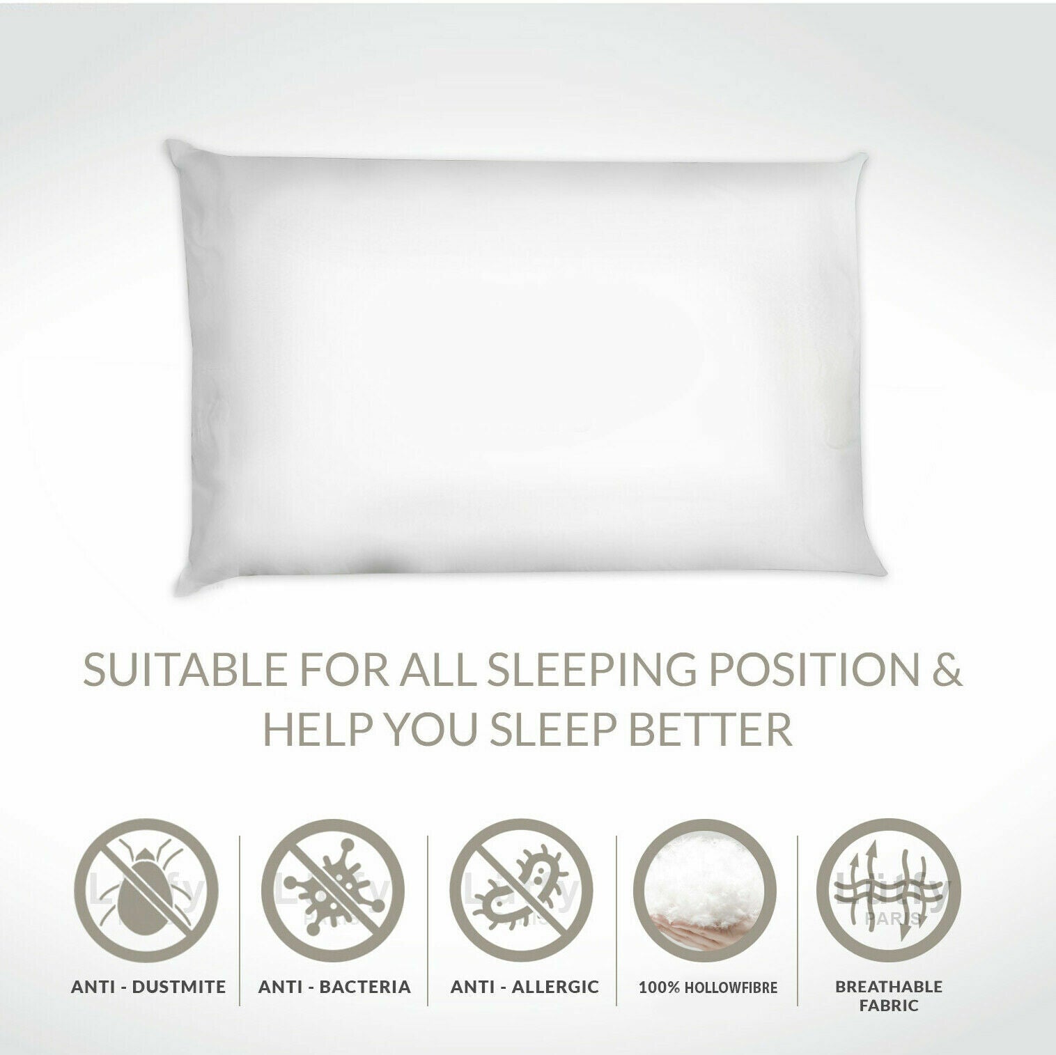 4 Pack Deluxe Super Bounce Back Pillows - 2 Bedding Set - 2 Pairs Plain Pillows
