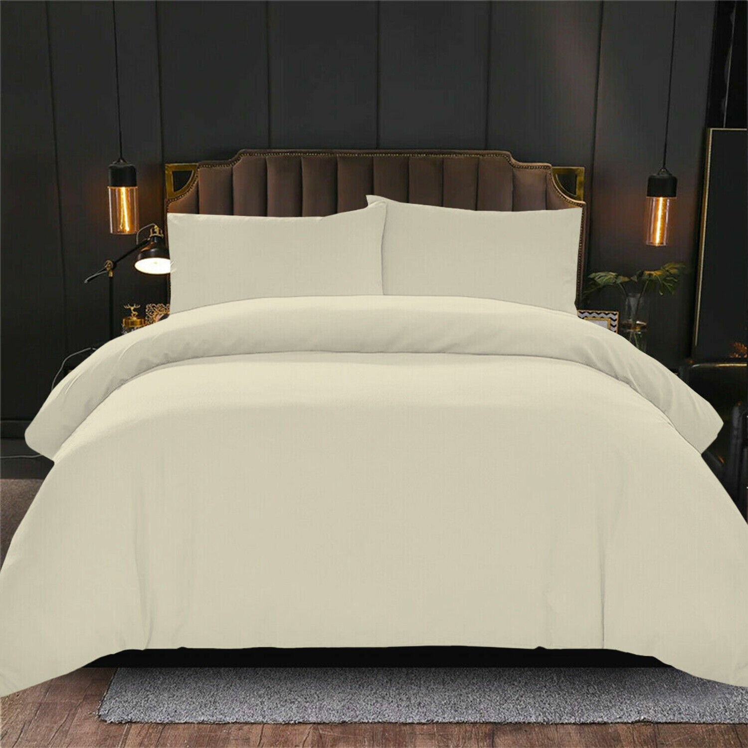 Egyptian Cotton Duvet Cover Bedding Set with Pillowcase Single Double King Size